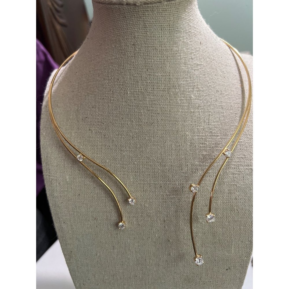 Open Crystal Gold-tone Necklace-- 18"